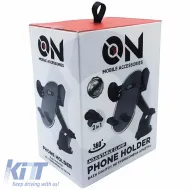 Mobile holder suitable for dashboard and car air vents with arm and adjustable hooks on mobile accessories, black, 1 piece.-image-6316317