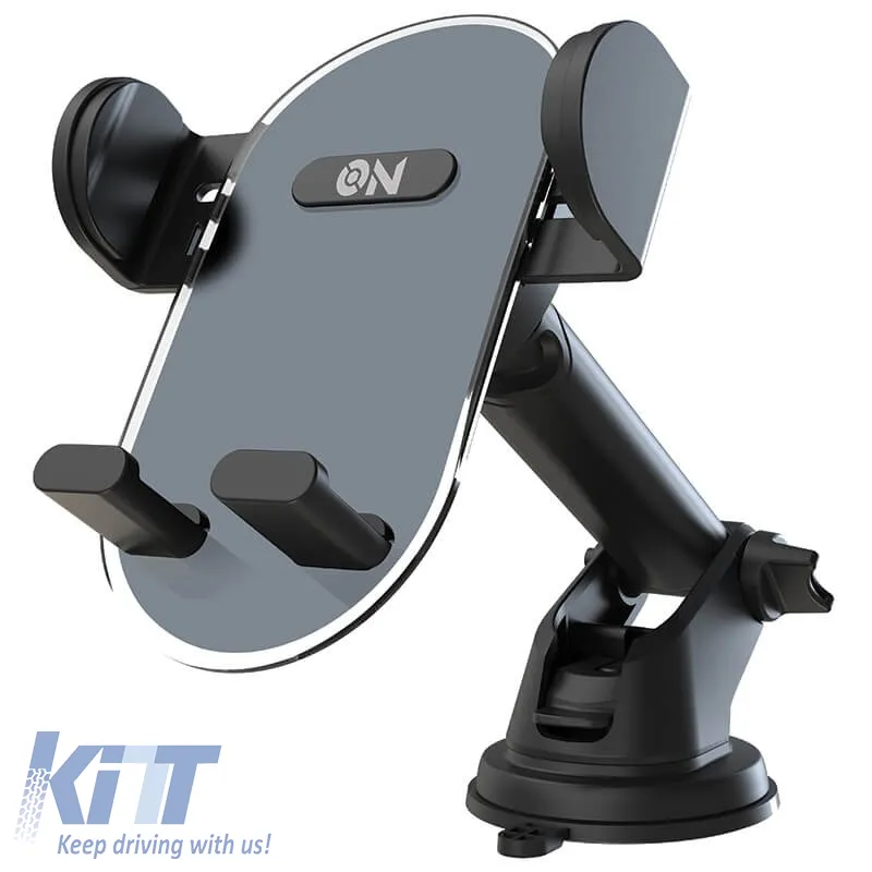 Mobile holder suitable for dashboard and for car air vents with arm and adjustable hooks on mobile accessories, black, 1 piece.