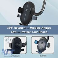 Mobile Holder suitable for Windscreen with Suction Cup and Flexible Arm on Mobile Accessories Black 1 Piece
