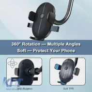Mobile Holder suitable for Windscreen with Suction Cup and Flexible Arm on Mobile Accessories Black 1 Piece-image-6315346