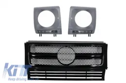 image-3-Montažna rešetka s poklopcima LED Prednja svijetla prikladna za Mercedes G-klasu W463 (1990-2012) Novi G63 G65 Dizjan crni