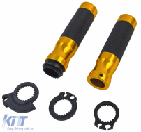 Motorcycle Aluminum Grip Set Handlebar Grips Sport Line Pair Gold incl. Throttle Cable Adapter - ODCAS6025533