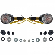 Motorcycle bull's-eye indicators handlebar end indicators chrome clear with E-mark - ODSHMO1926