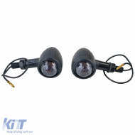 Motorcycle Halogen Aluminum Turn Signal Bullet Universal Black Smoke with E-Mark - ODSH6025614