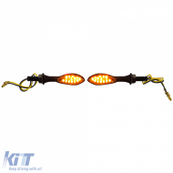 Motorcycle LED Indicator Set universal E-approved 12V clear glass black Paddle