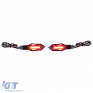 Motorcycle LED Indicator Taillight Combo Black Clear Pair with E-Mark