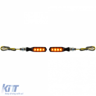 Motorcycle LED Mini Indicator AMP Black Smoked Glass Universal with E-Mark