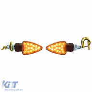 Motorcycle LED Mini Indicators Arrow Style Custom Mini Indicators Black + E-Mark