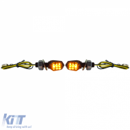 Motorcycle LED Mini Turn Signal Tiny Black Mini Indicator Universal with E-Mark