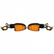 Motorcycle LED Mini Turn Signals Custom Arrow Style Mini Indicators Black + E-Mark - ODSHMO0247