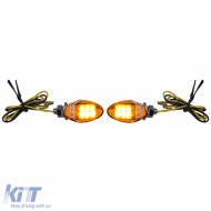 Motorcycle LED Mini Turn Signals Custom Drop Style Mini Indicators Chrome with E-Mark