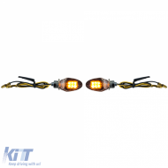 Motorcycle LED Mini Turn Signals Custom Drop Style Mini Indicators Black + E-Mark
