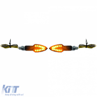 Motorcycle LED Mini Turn Signals Universal Mini Indicators Black Smoke with E-Mark - ODSH6025692