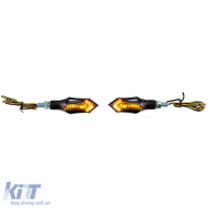 Motorcycle LED Turn Signals Black Clear Lens Hatch Universal with E-Mark - ODSH6025666