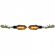 Motorcycle LED Universal Turn Signal + Position Light Black Hatch/Rush with E-Mark