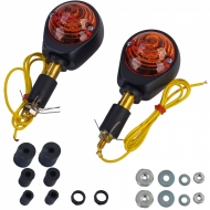 Motorcycle ox-eye indicators handlebar end indicators black yellow with E-mark