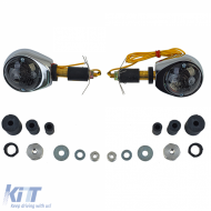 Motorcycle ox-eye indicators handlebar end indicators chrome tinted with E-mark