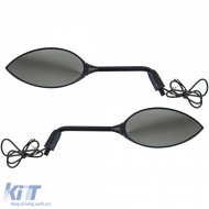 image-46-Motorcycle Universal Scooter Mirror Pair with LED Indicator Metal Housing Black