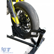 Motorkerékpár szerelőállvány kerékbilinccsel, állítható, 680 kg-ig, fekete-image-6191073