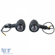 image-44-Motorrad Halogen Aluminium Blinker Bullet Universal Schwarz Rauch mit E-Markierung