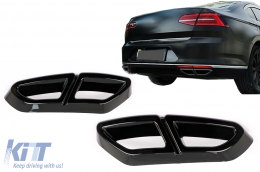 Muffler Tips Decorative Frames suitable for VW Passat B8 3G GTE / Alltrack (2015-2019) Piano Black