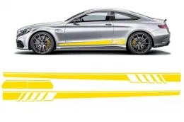 image-14-Naklejki boczne winylowe Matowy Żółty dla Mercedes C-Class C205 A205 2014+