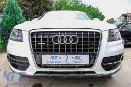 Nebelscheinwerfer abdeckungen Gitter für Audi Q5 SUV 8R 08-11 RS Look Schwarz Chrom-image-6068218