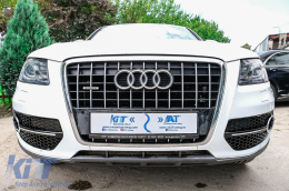 Nebelscheinwerfer abdeckungen Gitter für Audi Q5 SUV 8R 08-11 RS Look Schwarz Chrom-image-6068219