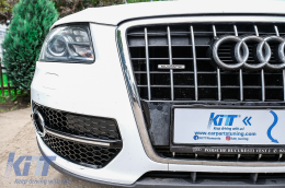 Nebelscheinwerfer abdeckungen Gitter für Audi Q5 SUV 8R 08-11 RS Look Schwarz Chrom-image-6068220