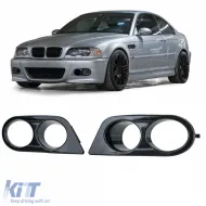image-5-Nebelscheinwerferabdeckungen Stoßstange schwarz glänzend geeignet für BMW 3er E46 98-07