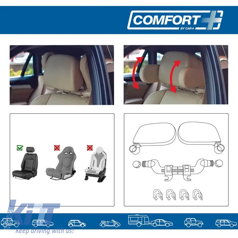 Neck Support Headrest Cushion Memory Foam HLU3000 11x20x3.5cm Beige 1 Pc