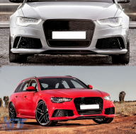 Nid d'abeille sans emblème Grille pour Audi A6 C7 4G Pré-lifting 2011-2014 RS6 Look-image-6082194