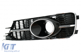Niedriger Abdeckungen Seitengitter für AUDI A6 C7 4G Facelift 15-18 Glänzend schwarz Chrom-image-6068866