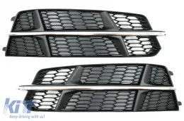 image-22-Niedriger Abdeckungen Seitengitter für Audi A6 C7 4G S-Line Facelift 15-18 Schwarz Chrom