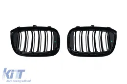 Nieren Kühlergrill für BMW X3 G01 X4 G02 2018-2021 Doppelstreifen Glänzend schwarz-image-6239304
