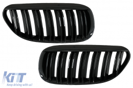 image-13-Nierengitter für BMW 6er E63 E64 04-10 M Look Doppelstreifen Glänzend schwarz