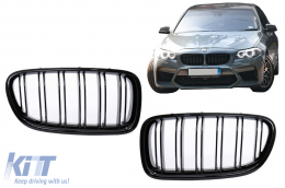 image-59-Nierengitter Kühlergrill für BMW 5er F10 F11 10-17 Doppelstreifen M-Design Glänzend Schwarz
