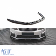 image-22-Octavia MK3 RS Max V4 Front Lip Piano Black Vacuum Plastic / 2013-2017