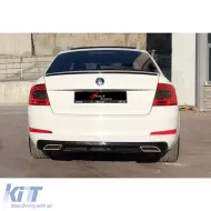 image-6-Octavia Mk3 Sport Diffuser with Dual Exhaust Tips Piano Black Vacuum Plastic / 2013-2020