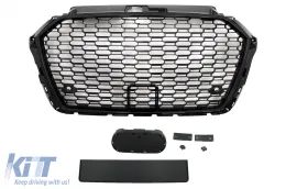 image-26-Ohne Emblem Kühlergrill für Audi A3 8V Facelift 17-18 Glänzend Schwarz RS3 Look