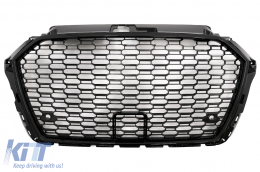 Ohne Emblem Kühlergrill für Audi A3 8V Facelift 17-18 Glänzend Schwarz RS3 Look-image-6098480