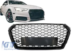 image-56-Ohne Emblem Kühlergrill für Audi A4 B9 8W 16-18 Limousine Avant RS Look Glänzend schwarz