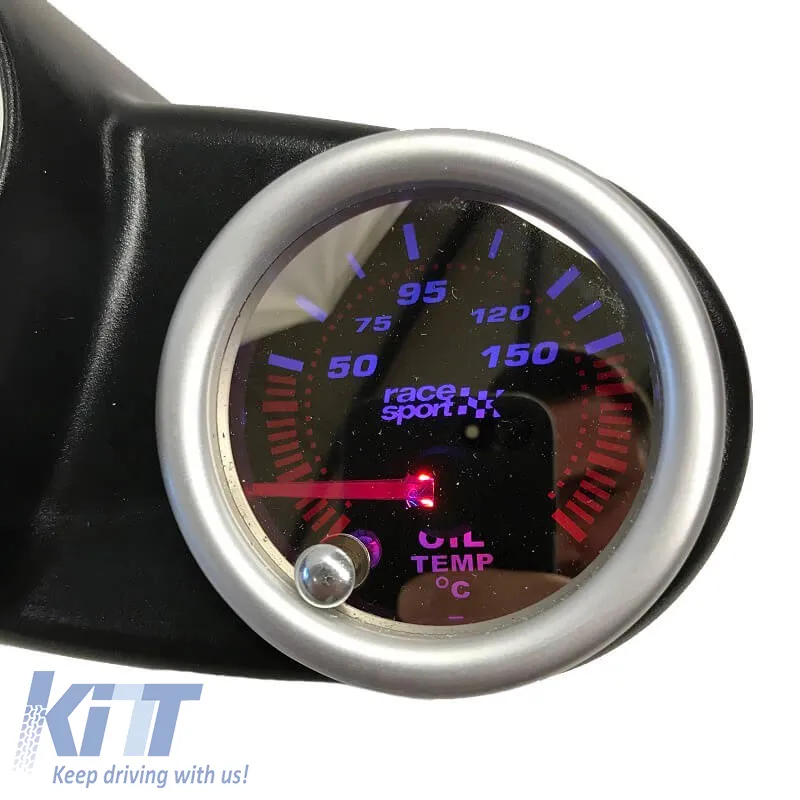 Oil Temp Gauge Racesport "Phantom Look" Smoke 52mm With 7 Colors