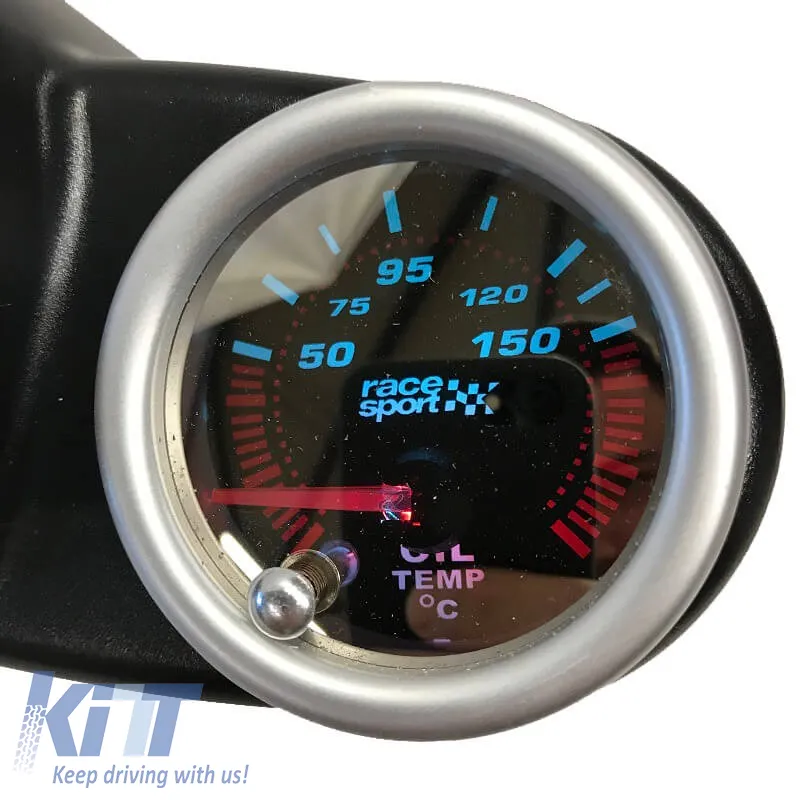Oil Temp Gauge Racesport "Phantom Look" Smoke 52mm With 7 Colors