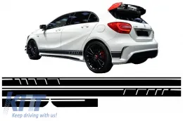 Oldalsó matrica fólia matt fekete Mercedes Benz CLA W117 C117 X117 (2013-2016) A-osztály W176 (2012-up) 45 AMG Design Edition 1-image-6025734