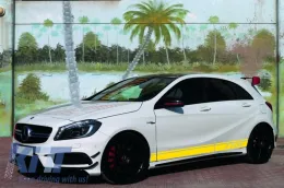 Oldalsó matrica fólia matt sárga Mercedes Benz CLA W117 C117 X117 (2013-2016) A-osztály W176 (2012-up) 45 AMG Design Edition 1-image-6033905