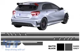 Oldalsó matrica fólia sötét szürke Mercedes Benz CLA W117 C117 X117 (2013-2016) A-osztály W176 (2012-up) 45 AMG Design Edition 1-image-6025735