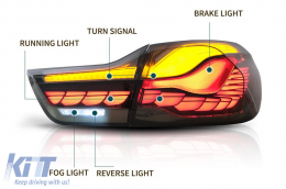 OLED hátsó lámpák BMW 4 F32 F33 F36 M4 F82 F83 (2013-03.2019) modellekhez, piros füst szín, dinamikus irányjelző-image-6088421