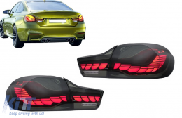 OLED hátsó lámpák BMW 4 F32 F33 F36 M4 F82 F83 (2013-03.2019) modellekhez, piros füst szín, dinamikus irányjelző-image-6090089