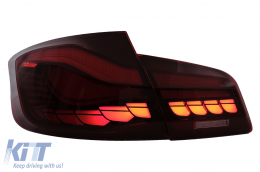 OLED hátsó lámpák BMW 5 F10 (2011-2017) Piros átlátszó dinamikus irányjelző -image-6096133